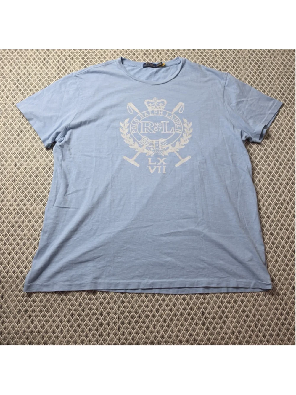 Polo Ralph Lauren Crest Graphic T Shirt Mens XXL Light Blue Short Sleeve
